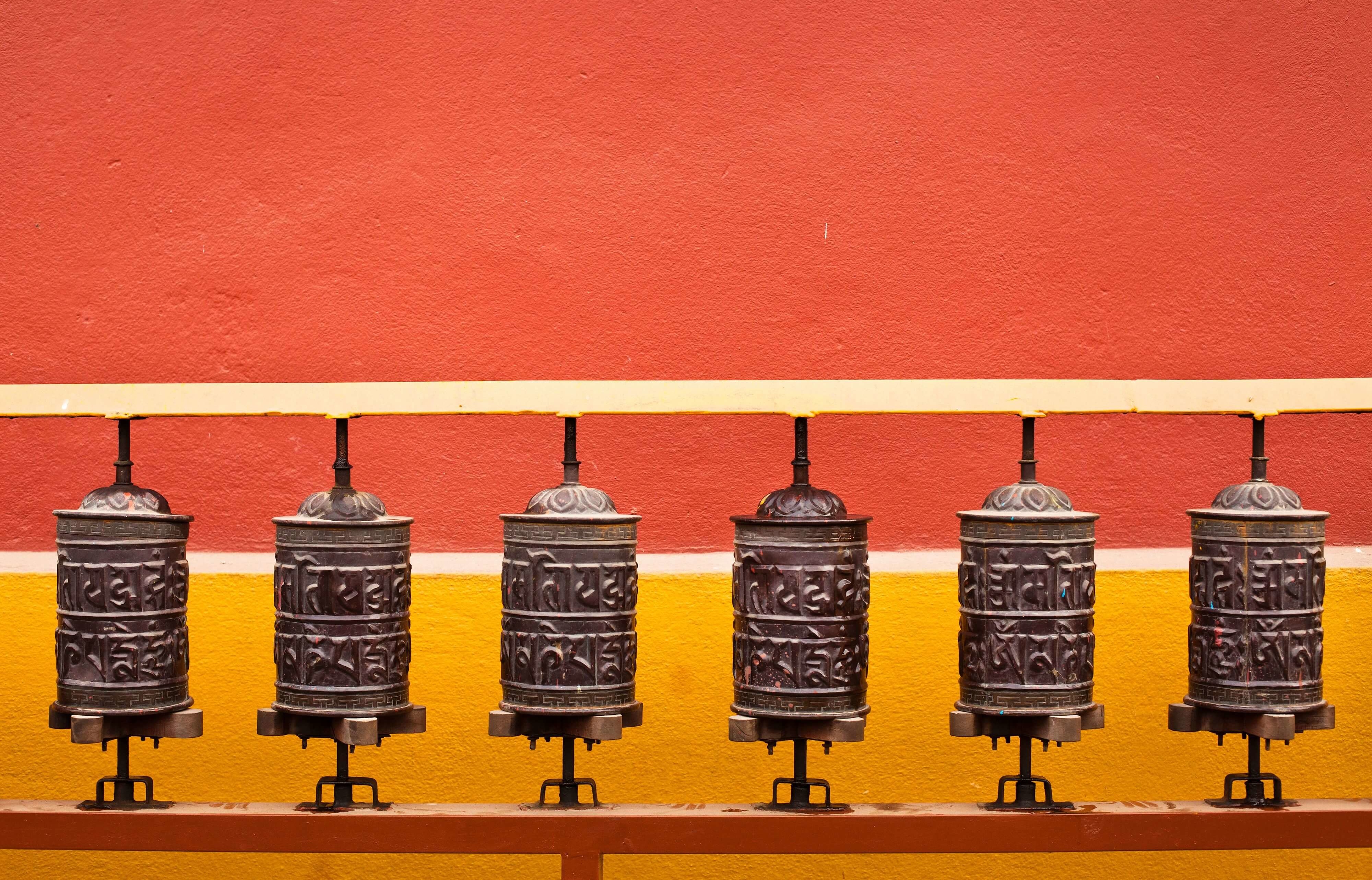 Moulins de prières boudhistes, Katmandou, Népal